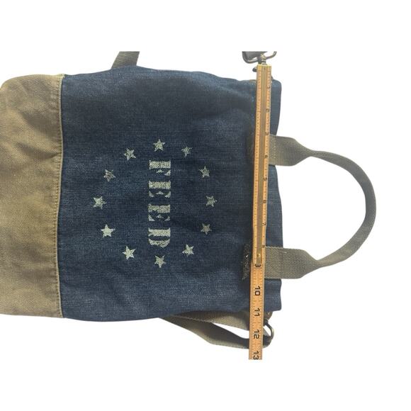 FEED + Target 20 Projects Denim & Green Canvas Small Tote Bag Crossbody #4900 - Picture 15 of 16